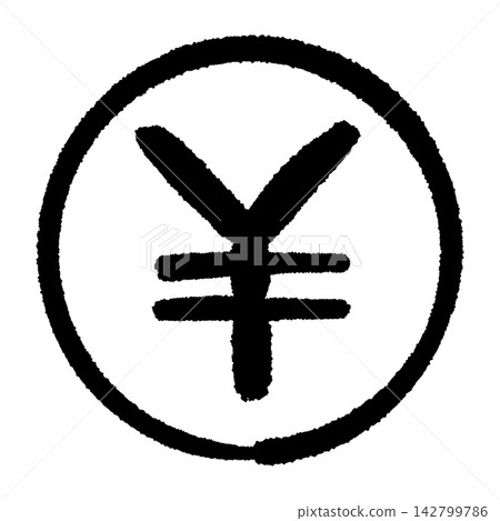 A hand-drawn icon of a yen symbol enclosed in a circle. A hand-drawn icon of a yen symbol enclosed in a circle. 142799786