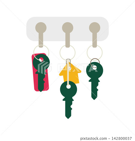 Illustration of Keys Hanging on Wall Key Holder Board Isolated on White Illustration of Keys Hanging on Wall Key Holder Board Isolated on White 142800037