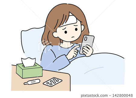A woman calls her workplace to report she will be absent due to illness. A woman calls her workplace to report she will be absent due to illness. 142800048