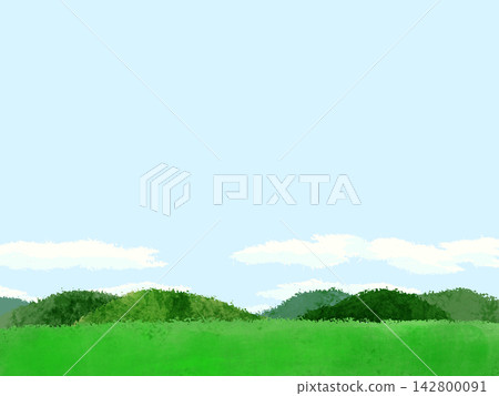 Green grasslands and mountains in fresh green Green grasslands and mountains in fresh green 142800091