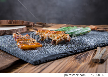 grilled chicken wings skewers with seasoning grilled chicken wings skewers with seasoning 142800160
