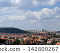 Prague City Panorama with Prague Castle and Red Rooftops 142800267