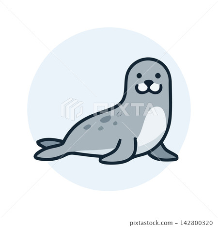 Friendly illustration of a cute cartoon seal suitable for kids books, apparel, or marine themed projects. Friendly illustration of a cute cartoon seal suitable for kids books, apparel, or marine themed projects. 142800320