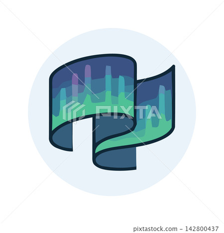 Modern abstract graphic design representing data flow, audio waves, equalizer, or digital progress visualization. 142800437