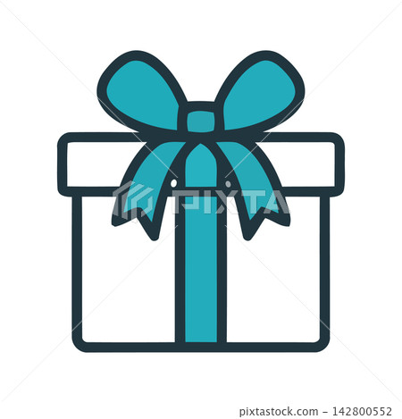 Clean and modern vector outline of a wrapped gift box, ideal for celebration or e-commerce design. Clean and modern vector outline of a wrapped gift box, ideal for celebration or e-commerce design. 142800552