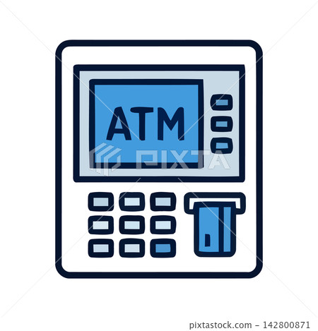 A clean vector illustration representing cash withdrawal, bank transactions, and modern financial technology. A clean vector illustration representing cash withdrawal, bank transactions, and modern financial technology. 142800871