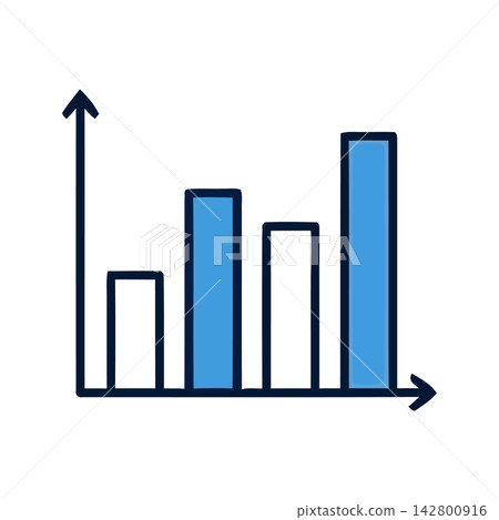 Clean minimalist vector illustration of a rising chart, perfect for financial reports or corporate presentations. Clean minimalist vector illustration of a rising chart, perfect for financial reports or corporate presentations. 142800916