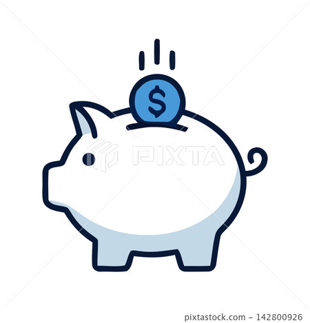 Cute cartoon illustration of a piggy bank saving money, representing financial savings and investment concept. Cute cartoon illustration of a piggy bank saving money, representing financial savings and investment concept. 142800926
