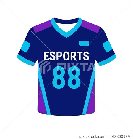 Modern blue athletic jersey graphic featuring 'Esports' text and numbers 88, perfect merchandise for gaming teams. Modern blue athletic jersey graphic featuring 'Esports' text and numbers 88, perfect merchandise for gaming teams. 142800929