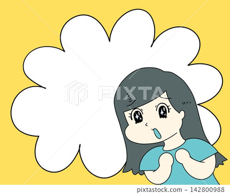 一個眼神充滿希望的女孩,以及一片空白區域(淺藍色) 一個眼神充滿希望的女孩,以及一片空白區域(淺藍色) 142800988