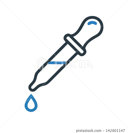 Simple line art icon symbolizing medical liquid dosage, cosmetic application, or precise laboratory chemistry measurements. Simple line art icon symbolizing medical liquid dosage, cosmetic application, or precise laboratory chemistry measurements. 142801147