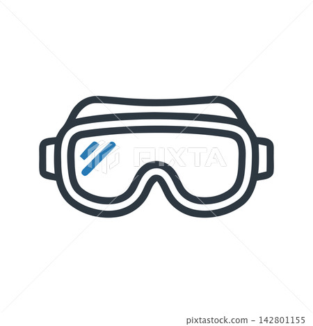 Clean outline icon representing modern virtual reality (VR) and augmented reality (AR) viewing technology. 142801155