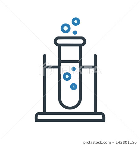 Clean line art illustration of a scientific beaker or flask used for chemical experiments. Clean line art illustration of a scientific beaker or flask used for chemical experiments. 142801156