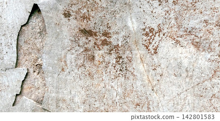 Severely Weathered Concrete Wall with Peeling Plaster and Rust Severely Weathered Concrete Wall with Peeling Plaster and Rust 142801583