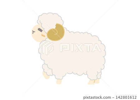 Cute sheep character illustration 2 New Year's card material Cute sheep character illustration 2 New Year's card material 142801612