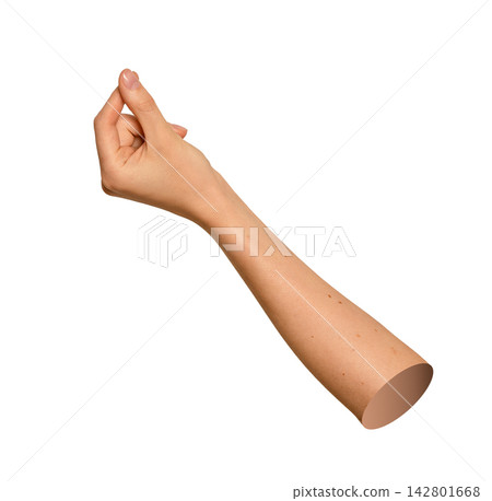Caucasian arm side profile making bellissimo Italian gesture or pinch grip. Natural skin hand Caucasian arm side profile making bellissimo Italian gesture or pinch grip. Natural skin hand 142801668