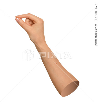 Caucasian hand side profile performing pinch gesture or holding small thin object. Natural skin Caucasian hand side profile performing pinch gesture or holding small thin object. Natural skin 142801676