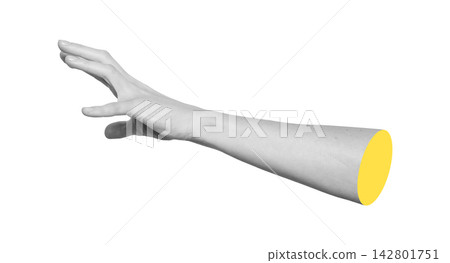 Monochrome hand side view extending horizontally to touch, reach or feel unseen object. Grayscale Monochrome hand side view extending horizontally to touch, reach or feel unseen object. Grayscale 142801751