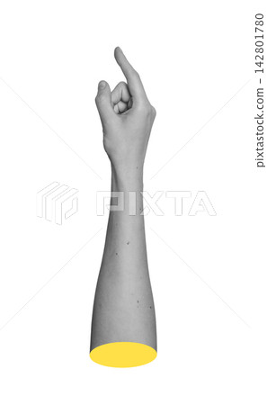 Monochrome vertical arm tapping invisible sensor from side profile view. Grayscale hand configured Monochrome vertical arm tapping invisible sensor from side profile view. Grayscale hand configured 142801780