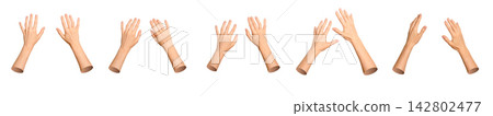 Top view set of hands typing on invisible keyboard. Collection of computer work, messaging and Top view set of hands typing on invisible keyboard. Collection of computer work, messaging and 142802477