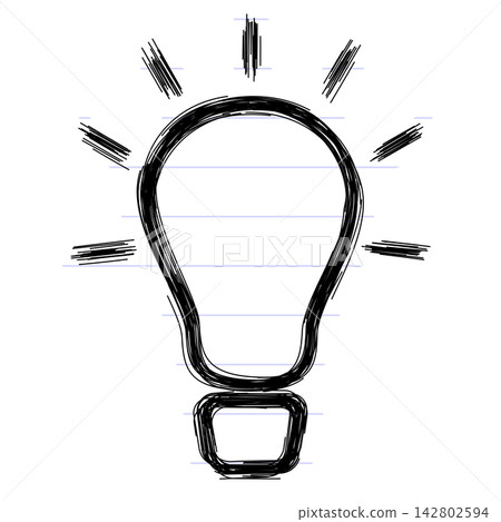 Flat style icon illustration of sketchy paper lightbulb idea doodle isolated on transparent background. Graphic design element clip art for creativity assets. Flat style icon illustration of sketchy paper lightbulb idea doodle isolated on transparent background. Graphic design element clip art for creativity assets. 142802594