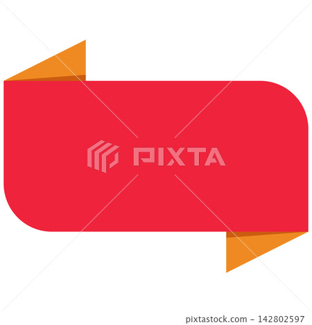 Flat style icon illustration of red and orange folded ribbon speech box isolated on transparent background. Graphic design element clip art for sale label text space assets. Flat style icon illustration of red and orange folded ribbon speech box isolated on transparent background. Graphic design element clip art for sale label text space assets. 142802597