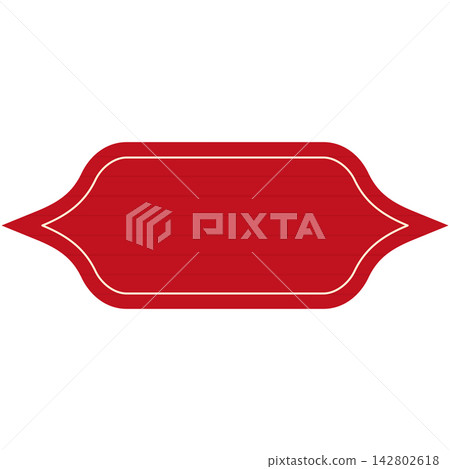 Flat style icon illustration of red vintage decorative frame label badge isolated on transparent background. Graphic design element clip art for sale tag text space assets. Flat style icon illustration of red vintage decorative frame label badge isolated on transparent background. Graphic design element clip art for sale tag text space assets. 142802618