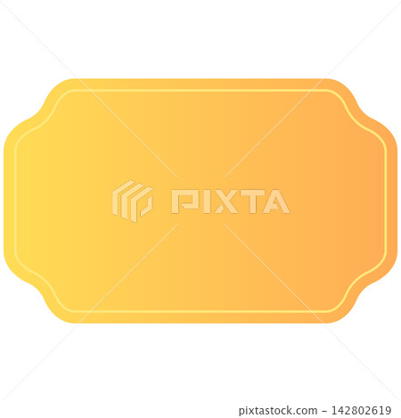 Flat style icon illustration of yellow rounded vintage label frame isolated on transparent background. Graphic design element clip art for tag text space assets. Flat style icon illustration of yellow rounded vintage label frame isolated on transparent background. Graphic design element clip art for tag text space assets. 142802619