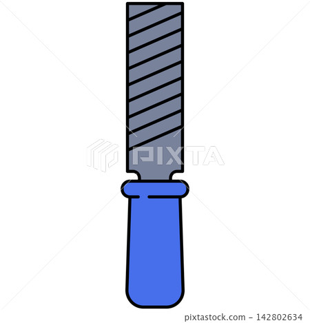 Flat style icon illustration of metal file tool with blue handle isolated on transparent background. Graphic design element clip art for rasp filing craft assets. Flat style icon illustration of metal file tool with blue handle isolated on transparent background. Graphic design element clip art for rasp filing craft assets. 142802634