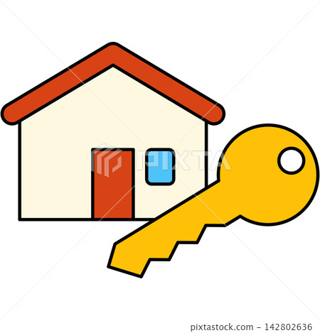 Flat style icon illustration of house with key isolated on transparent background. Graphic design element clip art for home security real estate mortgage assets. Flat style icon illustration of house with key isolated on transparent background. Graphic design element clip art for home security real estate mortgage assets. 142802636