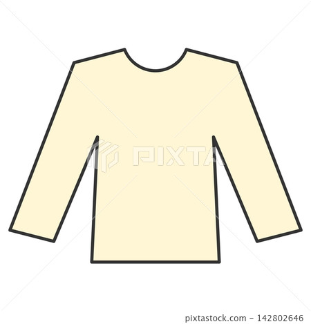 Flat style icon illustration of a cream long sleeve shirt top isolated on transparent background. Colorful graphic design element clip art for fashion apparel assets. Flat style icon illustration of a cream long sleeve shirt top isolated on transparent background. Colorful graphic design element clip art for fashion apparel assets. 142802646