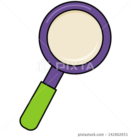 Flat style icon illustration of purple magnifying glass search tool isolated on transparent background. Graphic design element clip art for find inspection assets. Flat style icon illustration of purple magnifying glass search tool isolated on transparent background. Graphic design element clip art for find inspection assets. 142802651