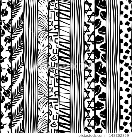 Black and white Hanukkah vertical stripe patterns. Black and white Hanukkah vertical stripe patterns. 142802839