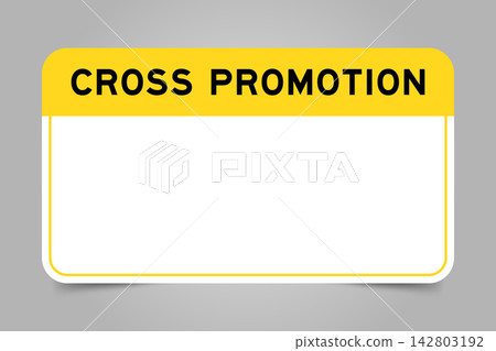 Label banner that have yellow headline with word cross promotion and white copy space, on gray background Label banner that have yellow headline with word cross promotion and white copy space, on gray background 142803192