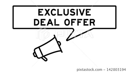 Megaphone icon with speech bubble in word exclusive deal offer on white background Megaphone icon with speech bubble in word exclusive deal offer on white background 142803194