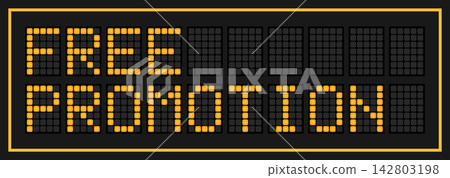 Orange color led banner in word free promotion on black background Orange color led banner in word free promotion on black background 142803198