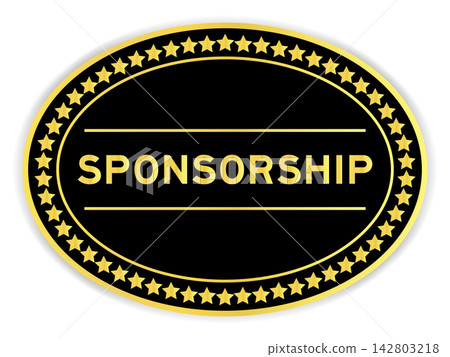 Black and gold color oval label sticker with word sponsorship on white background Black and gold color oval label sticker with word sponsorship on white background 142803218