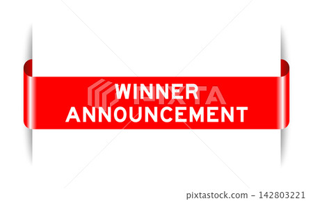Red color inserted label banner with word winner announcement on white background Red color inserted label banner with word winner announcement on white background 142803221
