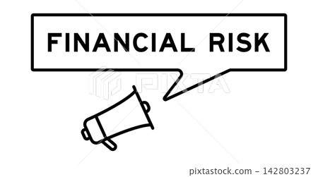 Megaphone icon with speech bubble in word financial risk on white background Megaphone icon with speech bubble in word financial risk on white background 142803237