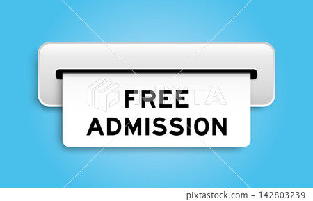 White coupon banner with word free admission from machine on blue color background White coupon banner with word free admission from machine on blue color background 142803239