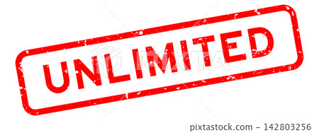 Grunge red unlimited word square rubber seal stamp on white background Grunge red unlimited word square rubber seal stamp on white background 142803256