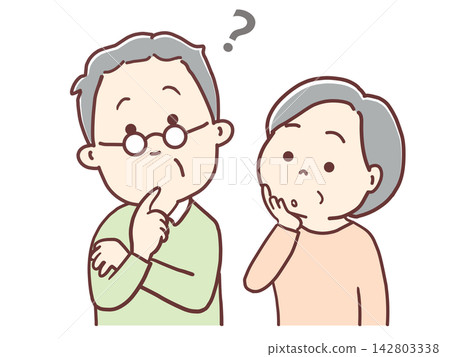 Thinking elderly men and women Thinking elderly men and women 142803338