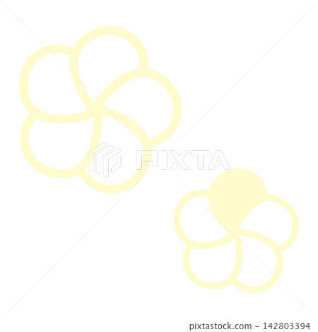 Illustration of a light yellow twisted plum blossom Illustration of a light yellow twisted plum blossom 142803394