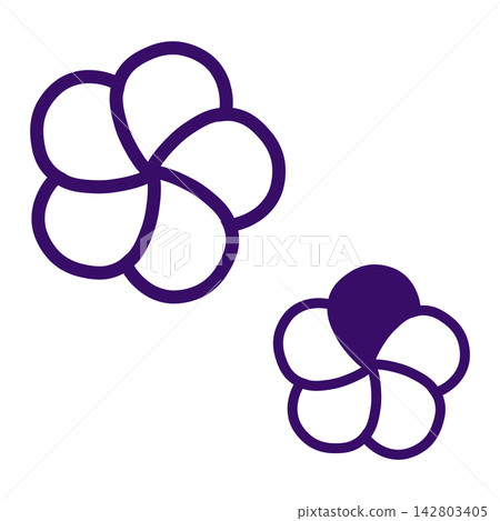 Illustration of a twisted plum blossom in dark purple 142803405