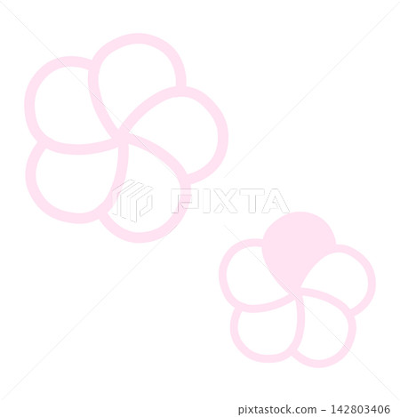 Illustration of a light pink twisted plum blossom Illustration of a light pink twisted plum blossom 142803406