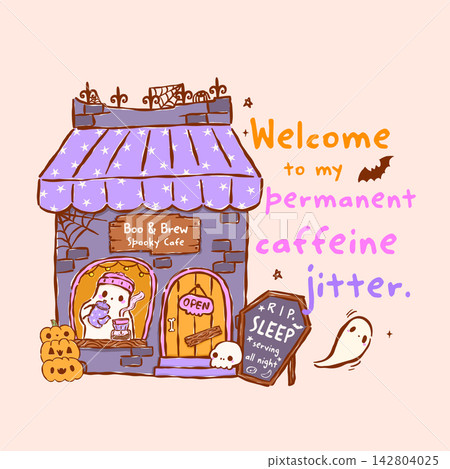 Spooky Cafe Halloween Coffee Shop Sticker Printable with Snarky Funny Caffeine Quote Saying Spooky Cafe Halloween Coffee Shop Sticker Printable with Snarky Funny Caffeine Quote Saying 142804025