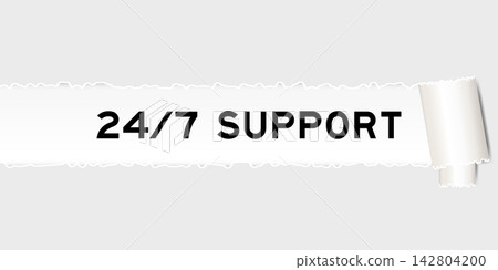 Ripped gray paper background that have word 24 7 support under torn part Ripped gray paper background that have word 24 7 support under torn part 142804200