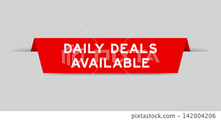 Red color inserted label with word daily deals available on gray background Red color inserted label with word daily deals available on gray background 142804206