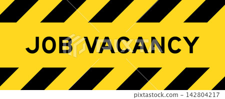 Yellow and black color with line striped label banner with word job vacancy Yellow and black color with line striped label banner with word job vacancy 142804217