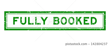 Grunge green fully booked word square rubber seal stamp on white bacckground Grunge green fully booked word square rubber seal stamp on white bacckground 142804237